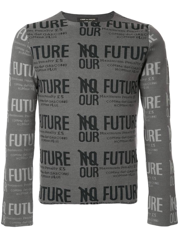 Comme Des Garçons Vintage No Future Our Future Sweater - Grey