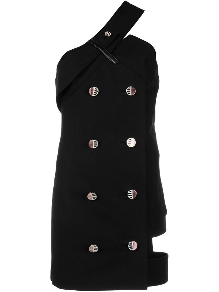 Anthony Vaccarello Button-embellished One Shoulder Dress