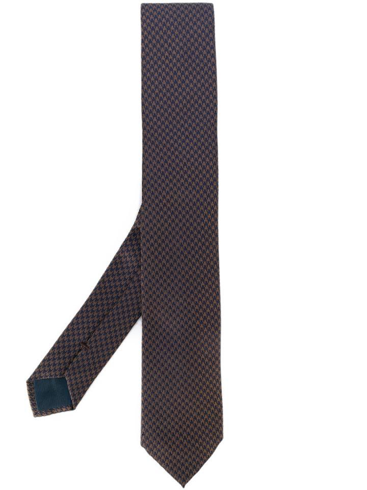 Dell'oglio Jacquard Pattern Tie - Brown