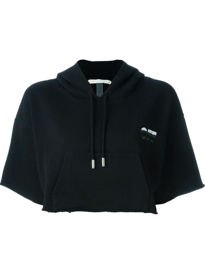 Off-white - Cropped Hoodie - Women - Cotton - Xs, Black, Cotton
