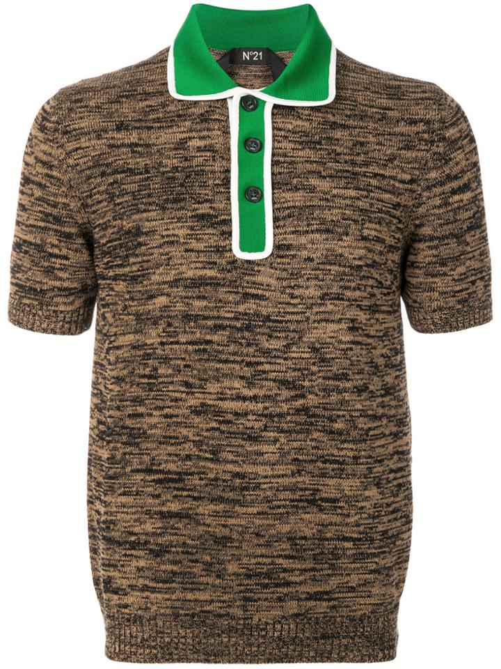 No21 Contrast Collar T-shirt - Brown