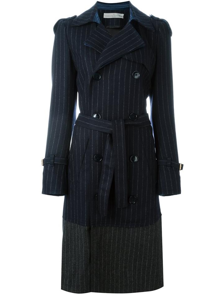 Golden Goose Deluxe Brand Pinstripe Trench Coat, Women's, Size: Large, Blue, Polyamide/viscose/virgin Wool