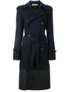 Golden Goose Deluxe Brand Pinstripe Trench Coat, Women's, Size: Large, Blue, Polyamide/viscose/virgin Wool