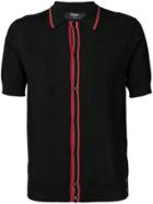 Fendi Ribbed Panel Polo T-shirt - Black