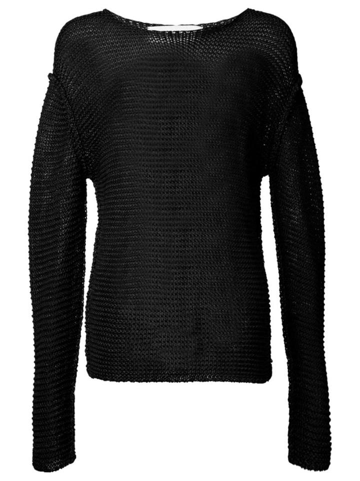 Isabel Benenato Open Knit Off-shoulder Jumper, Men's, Size: Xl, Black, Cotton