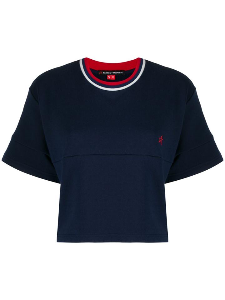 Perfect Moment Contrast Crew Neck Cropped T-shirt - Blue