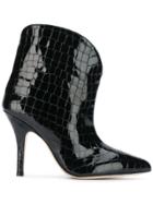 Paris Texas Croc-effect Ankle Boots - Black