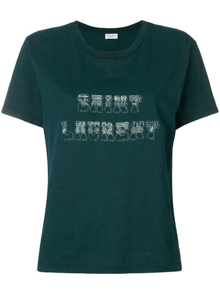 Saint Laurent Front Logo T-shirt - Blue