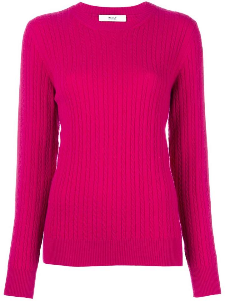 Bally Round Neck Jumper, Men's, Size: 54, Pink/purple, Wool