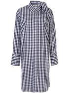 Jw Anderson Check Bow Collar Shirt Dress - Blue