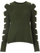 Zoe Jordan Cut-out Sleeve Ribbed Jumper, Women's, Size: S/m, Green, Cashmere/wool