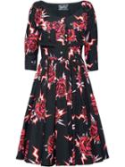 Prada Graphic Rose Print Dress - Black