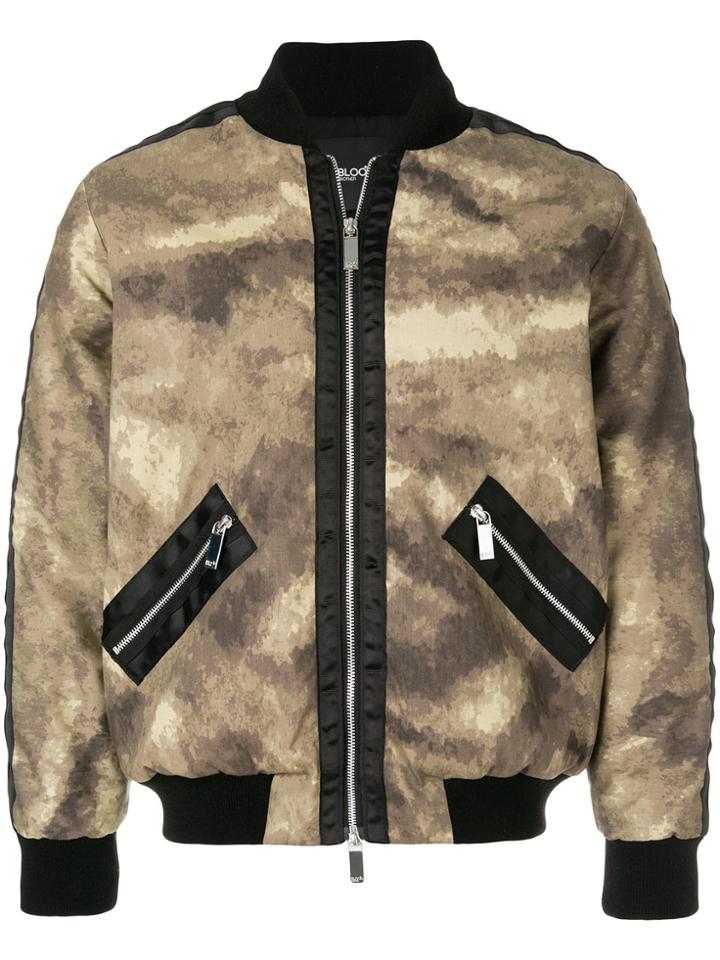 Blood Brother Camouflage Print Bomber Jacket - Brown