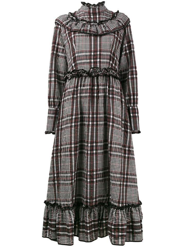 Ganni Charron Ruffled Dress - Brown