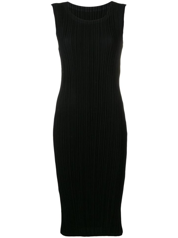 Issey Miyake Pleated Midi Dress - Black