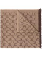 Gucci Gg Jacquard Knitted Scarf - Brown