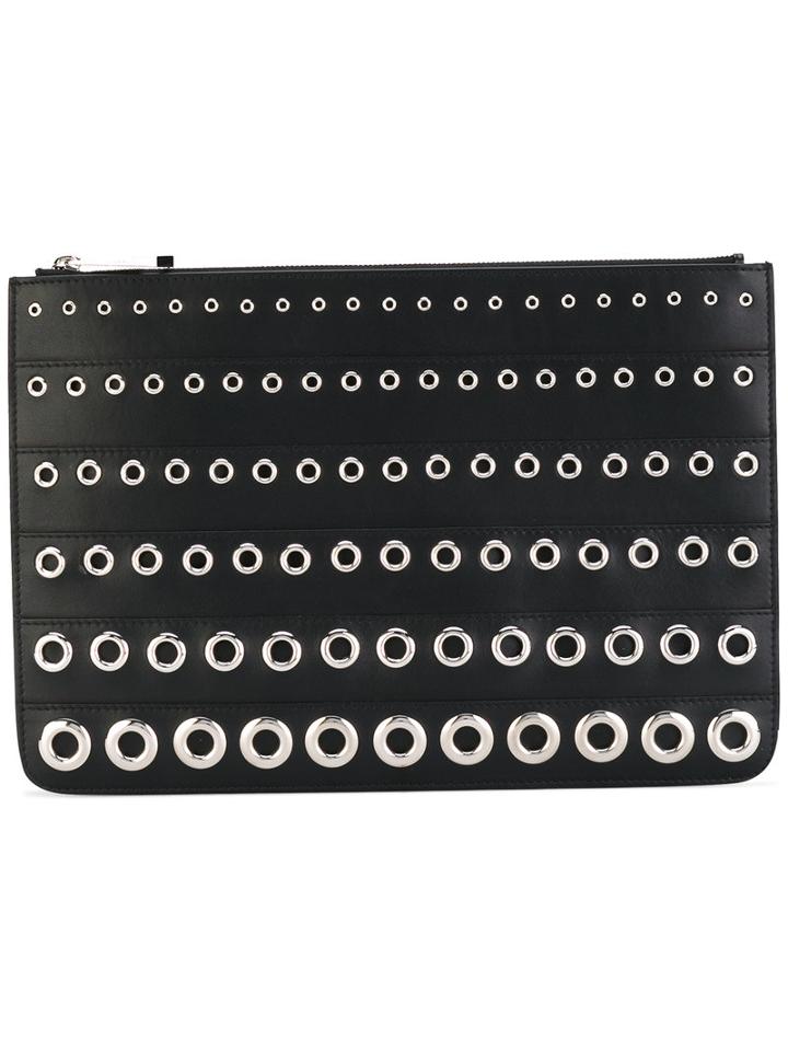 Givenchy - Eyelet Embossed Clutch - Women - Cotton/calf Leather/metal - One Size, Black, Cotton/calf Leather/metal
