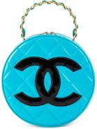 Chanel Vintage Round Logo Clutch, Women's, Blue