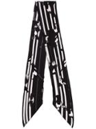 Rockins Magpie Print Striped Silk Scarf - Black