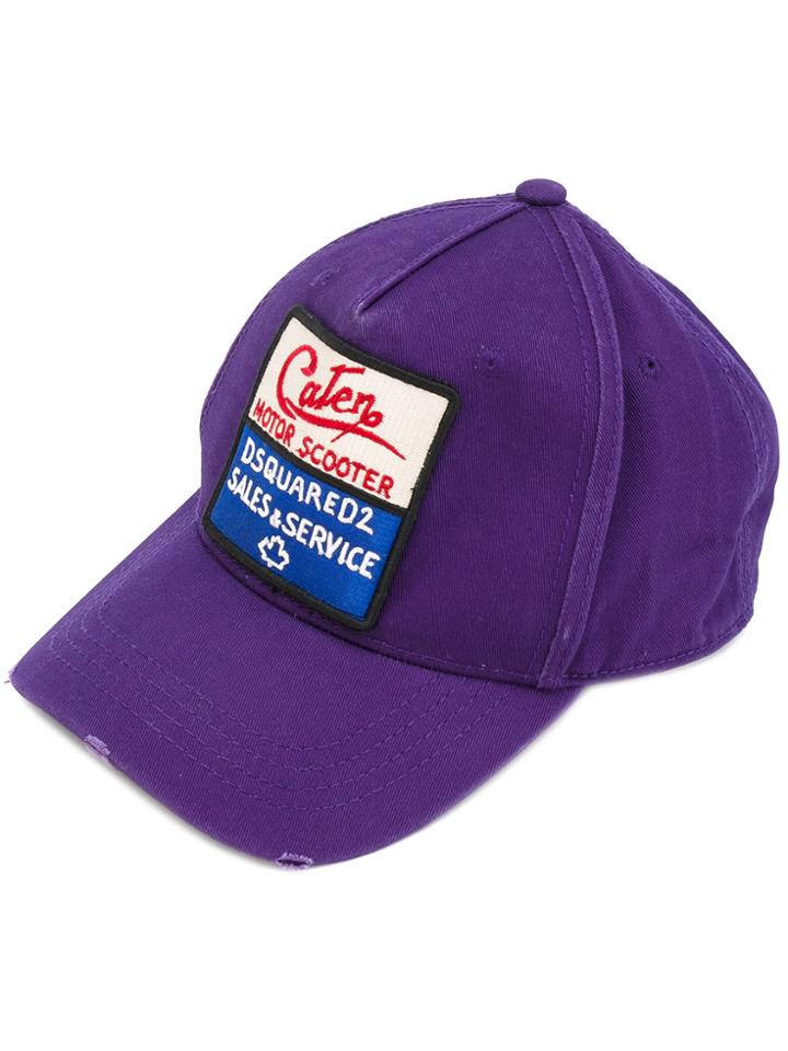 Dsquared2 Distressed Motor Scooter Cap - Pink & Purple
