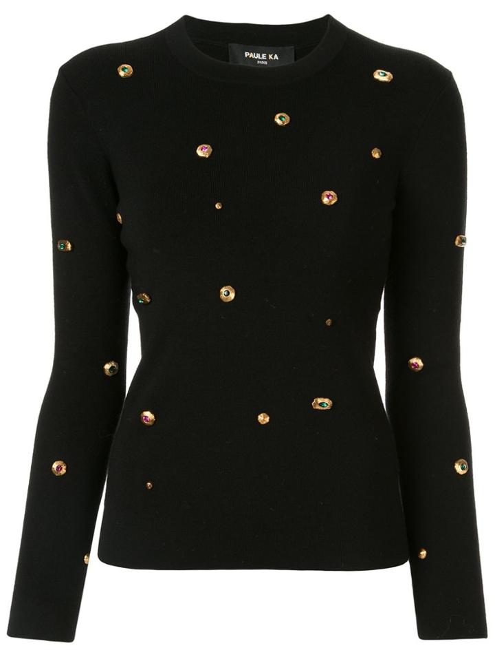 Paule Ka Crystal Decorated Jumper - Black