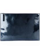 Maison Margiela Shiny Rectangle Clutch, Men's, Blue, Cotton/leather/polyester