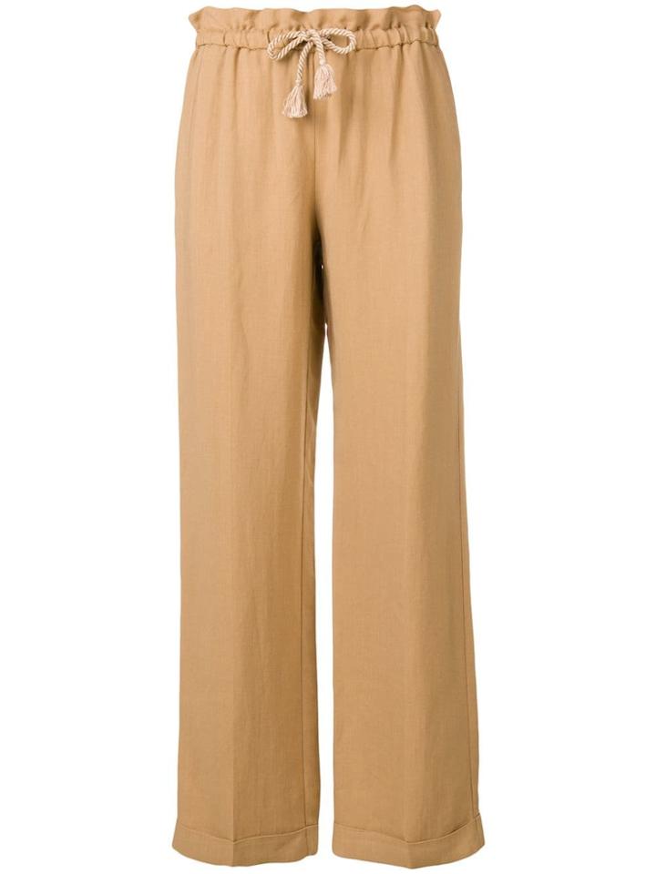 Twin-set Rope-belt Wide Trousers - Brown