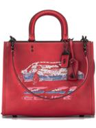 Coach Sequins Embellished Tote, Women's, Red, Leather