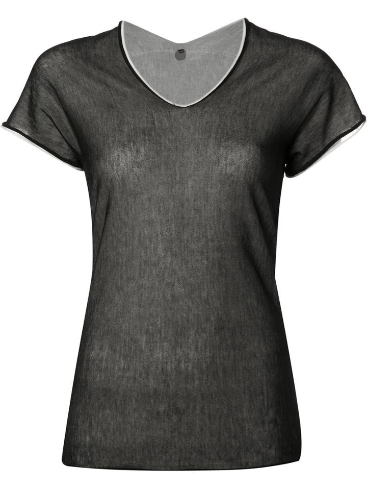 Label Under Construction - Double Layer T-shirt - Women - Cotton - 42, Women's, Black, Cotton