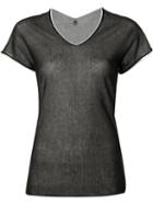 Label Under Construction - Double Layer T-shirt - Women - Cotton - 42, Women's, Black, Cotton