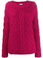 Semicouture Chunky Cable Knit Jumper - Red