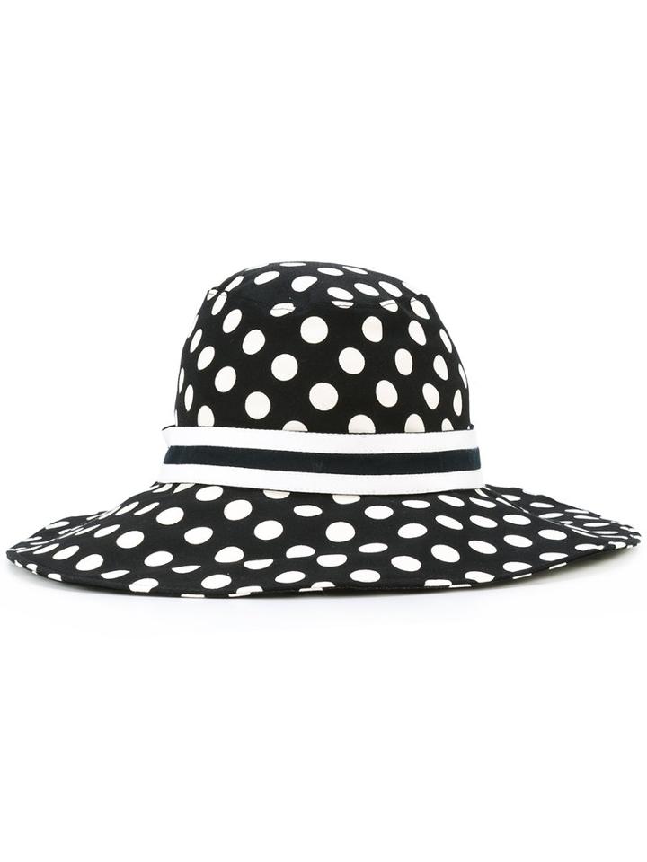 Dolce & Gabbana Polka Dot Hat, Women's, Size: 56, Black, Cotton/spandex/elastane/silk
