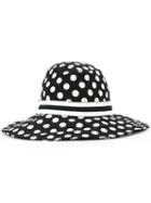 Dolce & Gabbana Polka Dot Hat, Women's, Size: 56, Black, Cotton/spandex/elastane/silk