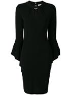Michael Michael Kors Buckle Neck Flare Sleeve Cocktail Dress - Black