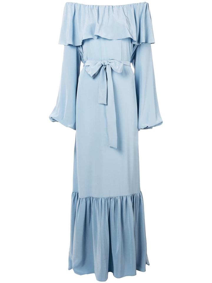 The Row Off-shoulder Ruffle Dress - Blue