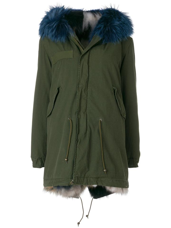 Mr & Mrs Italy Fur Trimmed Midi Parka - Green