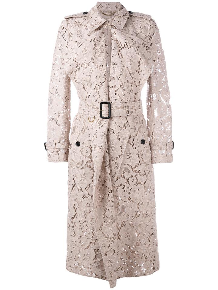 Burberry Lace Trench Coat, Women's, Size: 8, Pink/purple, Cotton/viscose/polyamide