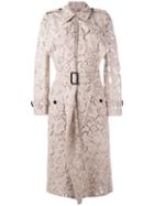 Burberry Lace Trench Coat, Women's, Size: 8, Pink/purple, Cotton/viscose/polyamide