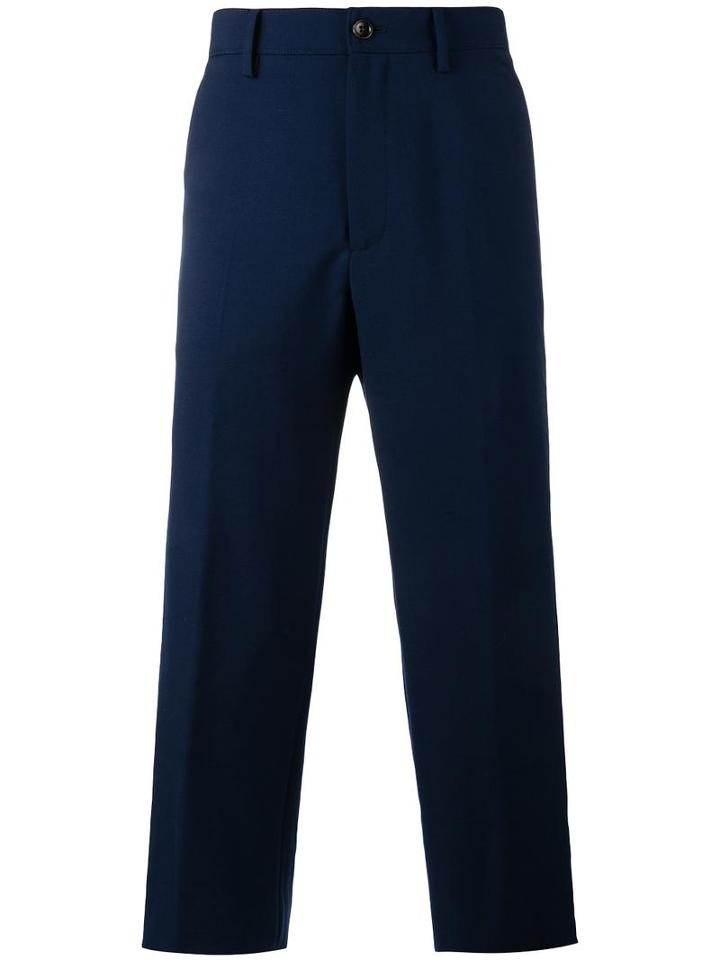 Gucci Cropped Tailored Trousers, Men's, Size: 52, Blue, Wool/mohair