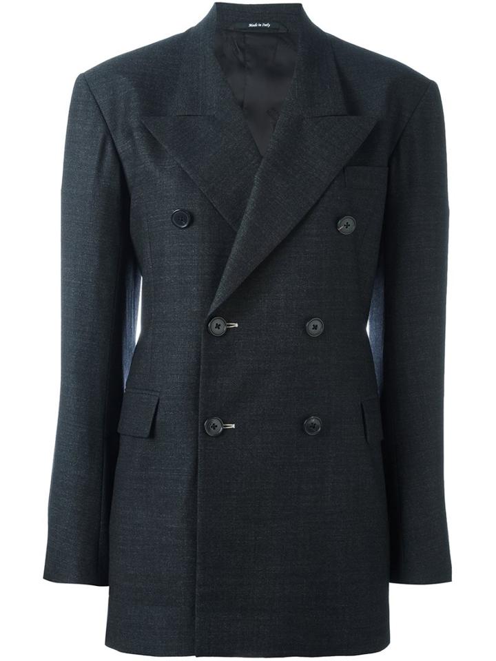 Maison Margiela Doubled Breasted Blazer, Women's, Size: 40, Grey, Cotton/spandex/elastane/viscose/virgin Wool