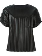 Alexander Wang Pleated Artificial Leather T-shirt, Women's, Size: Small, Black, Polyester/polyurethane