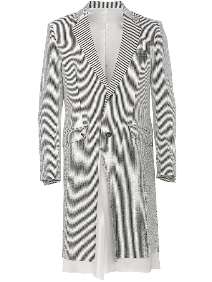 Sulvam Raw Edge Striped Coat - Grey