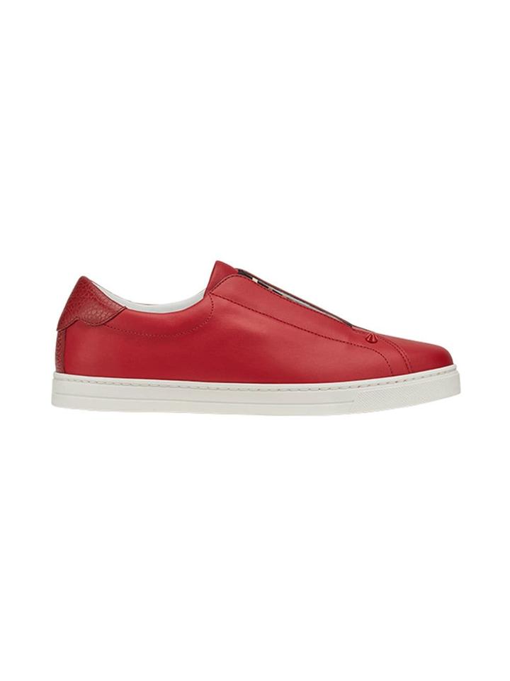 Fendi Ribbed Zucca Panel Slip-on Sneakers - Red