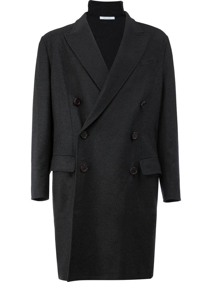 Delada - Buttoned Back Double-breasted Coat - Men - Polyamide/virgin Wool - 48, Grey, Polyamide/virgin Wool