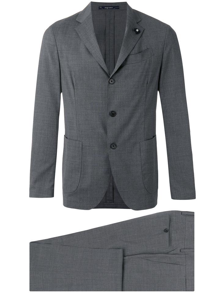 Lardini Formal Suit, Men's, Size: 52, Grey, Wool/spandex/elastane