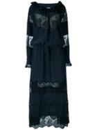Stella Mccartney - Lace Panel Maxi Dress - Women - Silk/cotton - 40, Blue, Silk/cotton