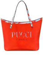 Emilio Pucci Burle Print Leather Twist Tote Bag - Orange