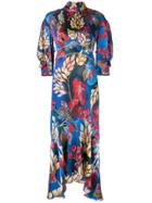Peter Pilotto Fitted Floral Print Midi Dress - Blue