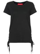 Philanthropy Lace-tied Fitted T-shirt - Black