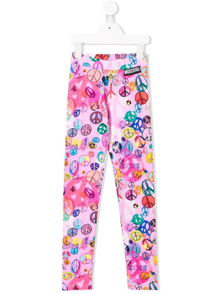 Moschino Kids Peace Print Leggings - Pink